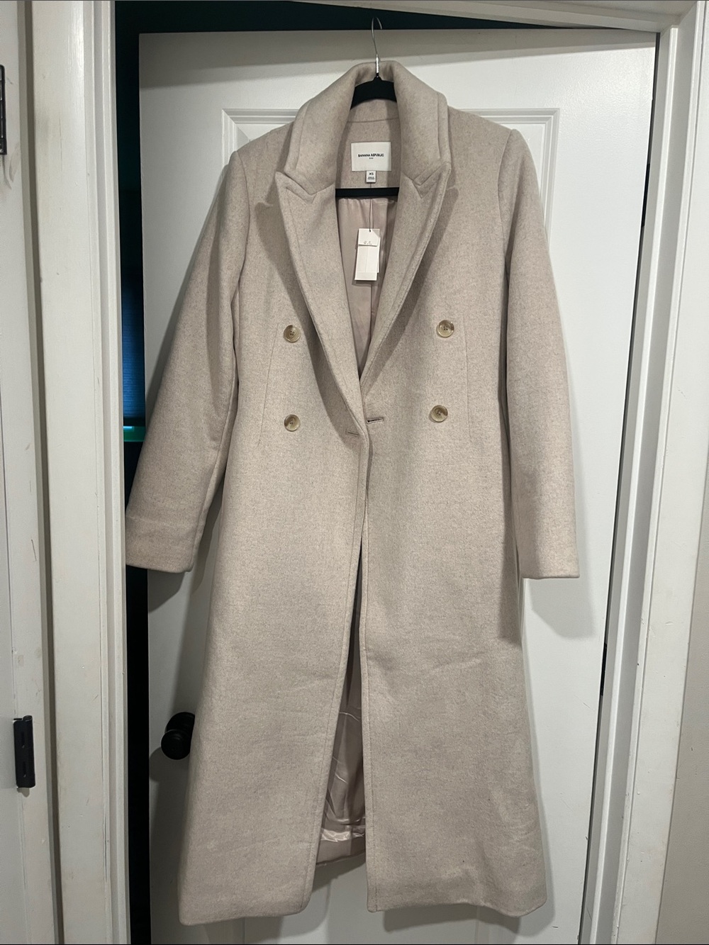 Banana Republic Factory Light Cream Double-Breasted Long Coat